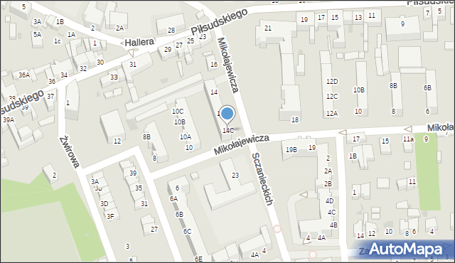 Rawicz, Mikołajewicza Stanisława, 14C, mapa Rawicz