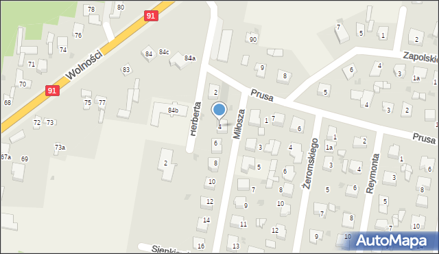 Rędziny, Miłosza, 4, mapa Rędziny