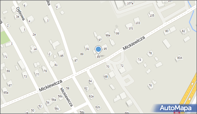 Ropczyce, Mickiewicza Adama, 93, mapa Ropczyce