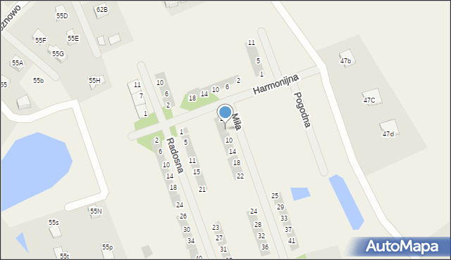 Różnowo, Miła, 6, mapa Różnowo