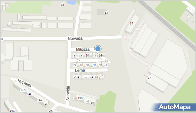 Ruda Śląska, Miłosza Czesława, 16, mapa Rudy Śląskiej