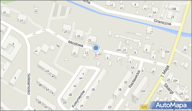 Ruda Śląska, Miodowa, 11, mapa Rudy Śląskiej