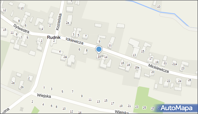 Rudnik, Mickiewicza Adama, 10, mapa Rudnik