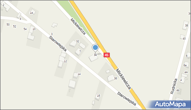 Rudnik, Mickiewicza Adama, 34, mapa Rudnik