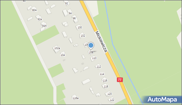 Rudnik nad Sanem, Mickiewicza Adama, 108, mapa Rudnik nad Sanem