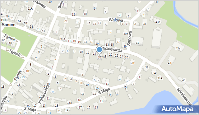Rudnik nad Sanem, Mickiewicza Adama, 16, mapa Rudnik nad Sanem
