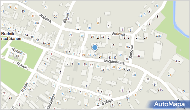 Rudnik nad Sanem, Mickiewicza Adama, 27, mapa Rudnik nad Sanem