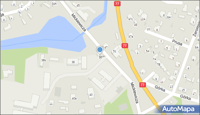 Rudnik nad Sanem, Mickiewicza Adama, 36, mapa Rudnik nad Sanem