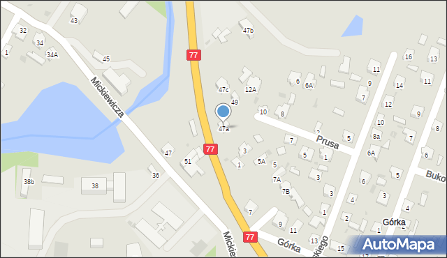 Rudnik nad Sanem, Mickiewicza Adama, 47a, mapa Rudnik nad Sanem