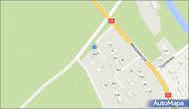 Rudnik nad Sanem, Mickiewicza Adama, 50a, mapa Rudnik nad Sanem