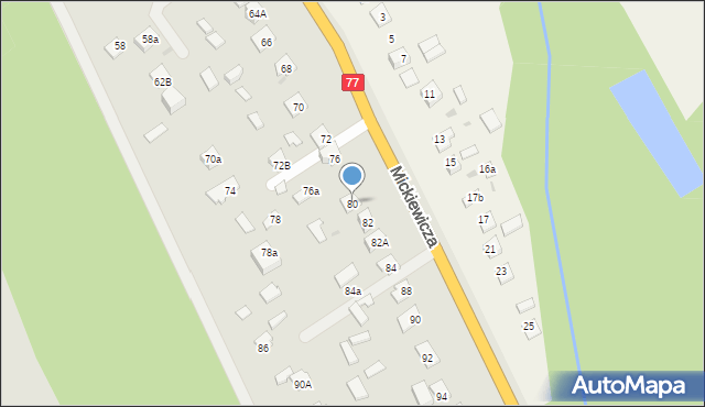 Rudnik nad Sanem, Mickiewicza Adama, 80, mapa Rudnik nad Sanem