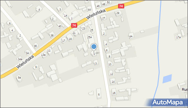 Rusiec, Mickiewicza Adama, 1, mapa Rusiec