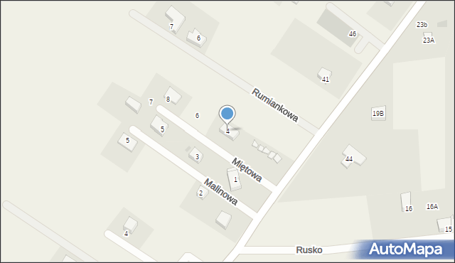 Rusko, Miętowa, 4, mapa Rusko