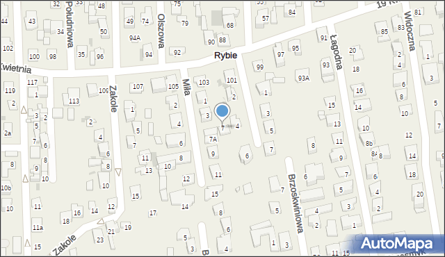 Rybie, Miła, 7, mapa Rybie