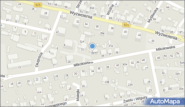 Rybnik, Mikołowska, 33, mapa Rybnika