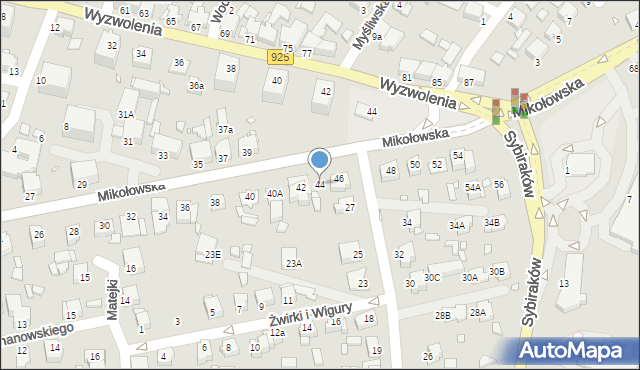 Rybnik, Mikołowska, 44, mapa Rybnika
