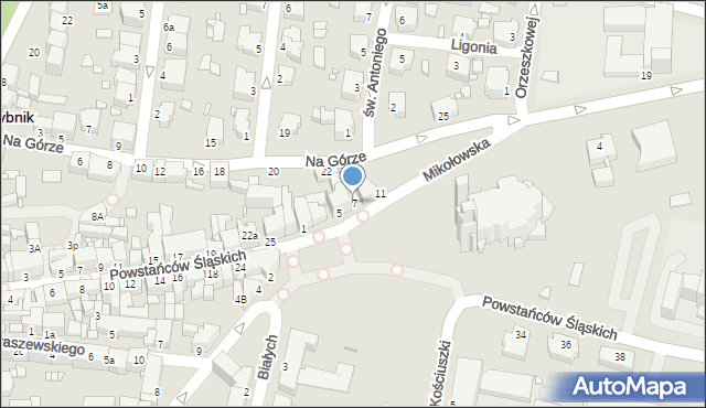 Rybnik, Mikołowska, 7, mapa Rybnika