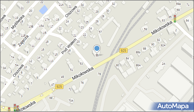 Rybnik, Mikołowska, 55, mapa Rybnika