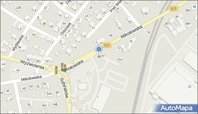Rybnik, Mikołowska, 68, mapa Rybnika