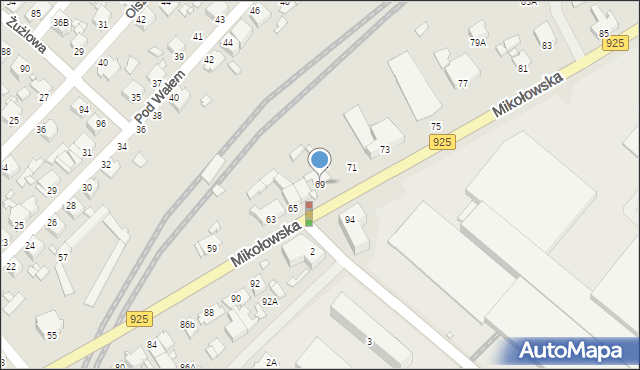 Rybnik, Mikołowska, 69, mapa Rybnika