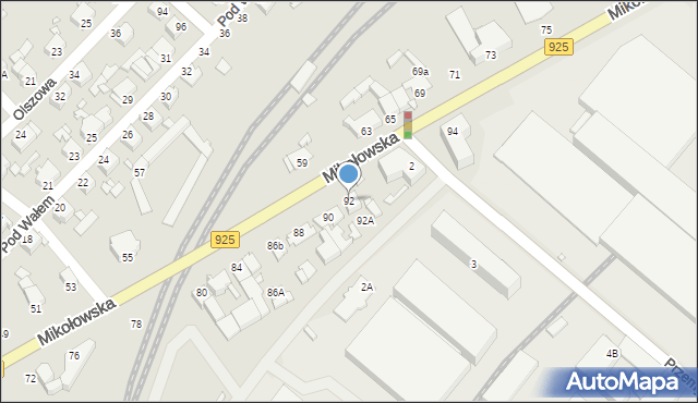 Rybnik, Mikołowska, 92, mapa Rybnika