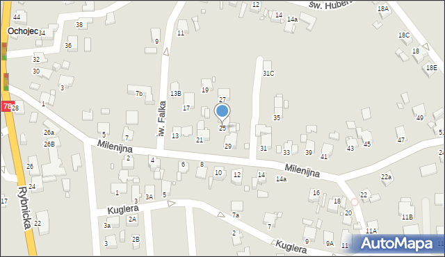 Rybnik, Milenijna, 25, mapa Rybnika