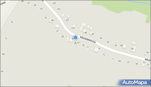 Ryglice, Mickiewicza Adama, 81, mapa Ryglice
