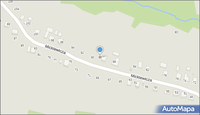 Ryglice, Mickiewicza Adama, 88, mapa Ryglice