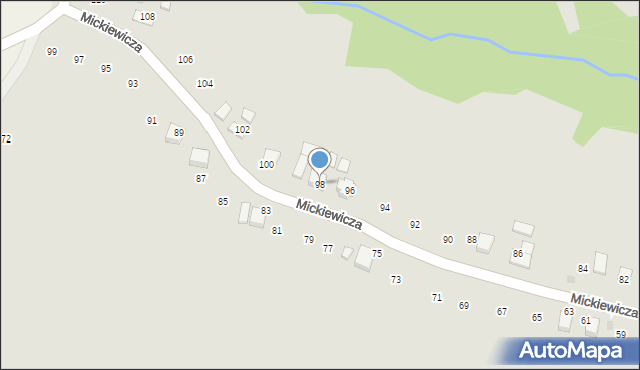 Ryglice, Mickiewicza Adama, 98, mapa Ryglice