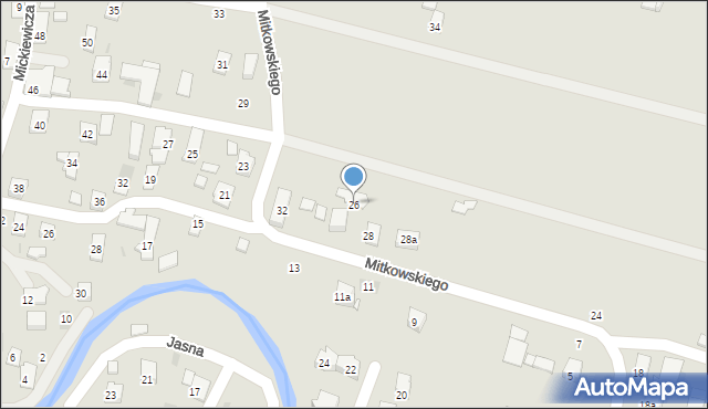Rymanów, Mitkowskiego, 26, mapa Rymanów