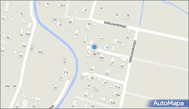 Rymanów, Mitkowskiego, 69, mapa Rymanów