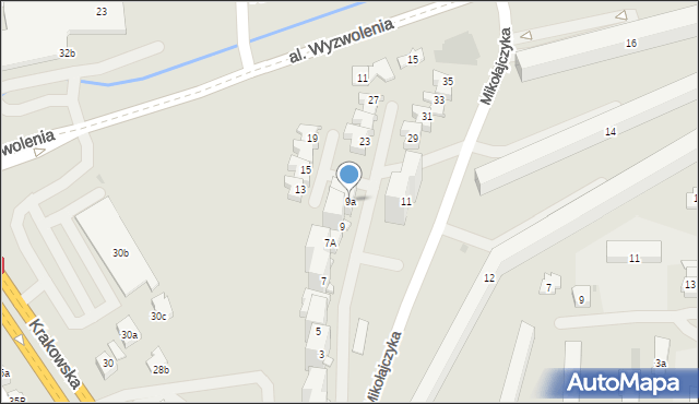Rzeszów, Mikołajczyka Stanisława, 9a, mapa Rzeszów