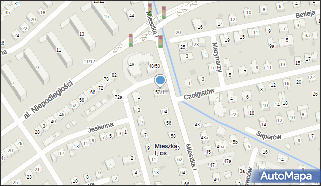 Rzeszów, Mieszka I, 52/1, mapa Rzeszów