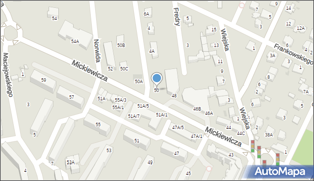 Sandomierz, Mickiewicza Adama, 50, mapa Sandomierza