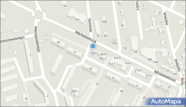 Sandomierz, Mickiewicza Adama, 55A, mapa Sandomierza