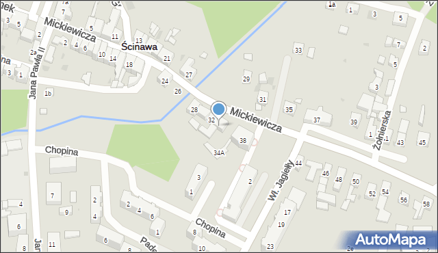 Ścinawa, Mickiewicza Adama, 34, mapa Ścinawa