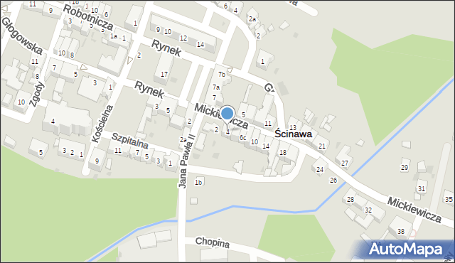 Ścinawa, Mickiewicza Adama, 4, mapa Ścinawa