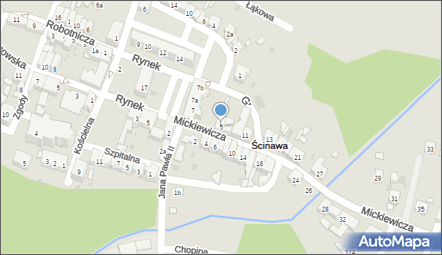 Ścinawa, Mickiewicza Adama, 5, mapa Ścinawa