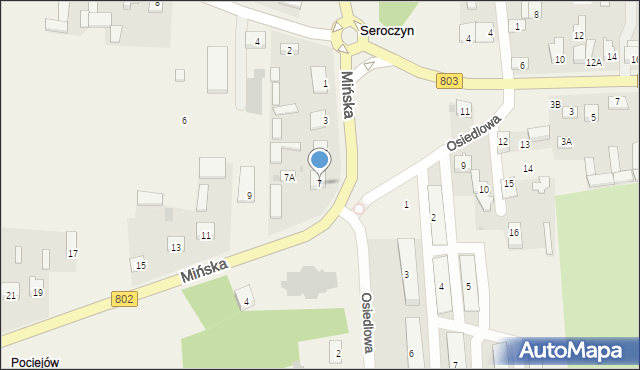 Seroczyn, Mińska, 7, mapa Seroczyn