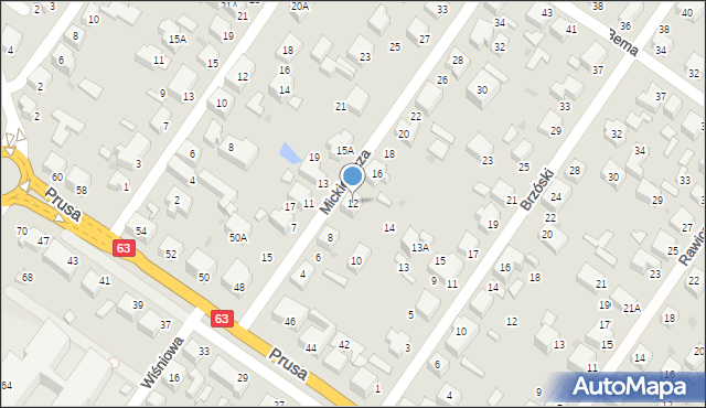 Siedlce, Mickiewicza Adama, 12, mapa Siedlce
