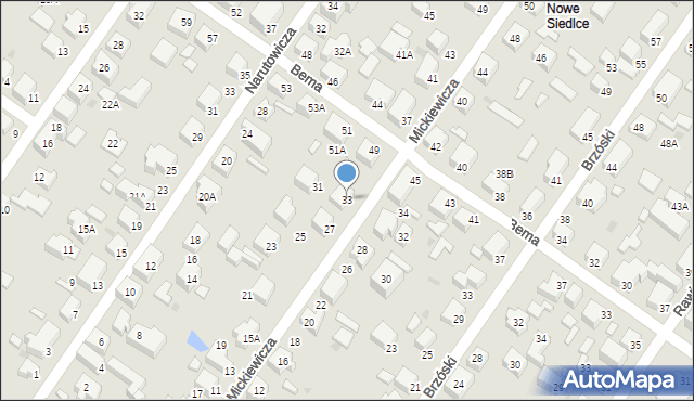 Siedlce, Mickiewicza Adama, 33, mapa Siedlce