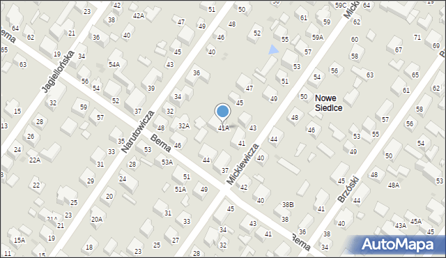 Siedlce, Mickiewicza Adama, 41A, mapa Siedlce