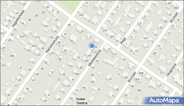 Siedlce, Mickiewicza Adama, 67, mapa Siedlce