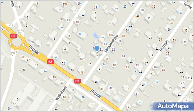 Siedlce, Mickiewicza Adama, 7, mapa Siedlce