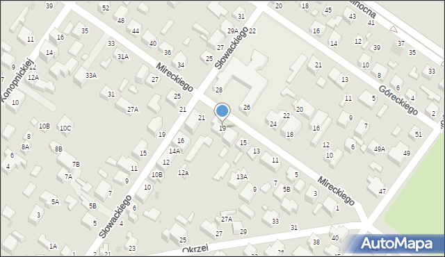 Siedlce, Mireckiego Józefa, 19, mapa Siedlce