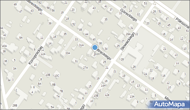 Siedlce, Mireckiego Józefa, 27, mapa Siedlce