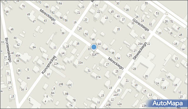 Siedlce, Mireckiego Józefa, 31A, mapa Siedlce