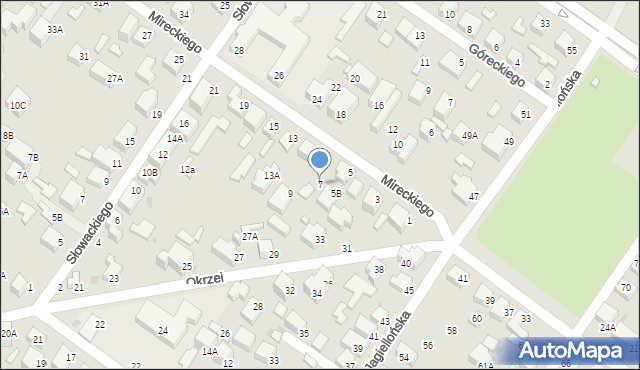 Siedlce, Mireckiego Józefa, 7, mapa Siedlce
