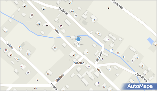 Siedlec, Miła, 11, mapa Siedlec