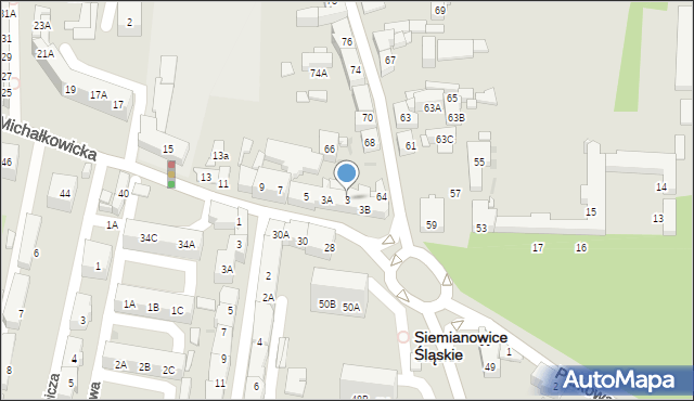 Siemianowice Śląskie, Michałkowicka, 3, mapa Siemianowice Śląskie